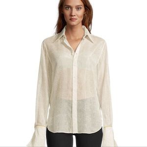 Robert Graham Gabriela Shirt In Cream Hold Metallic Size S NWT